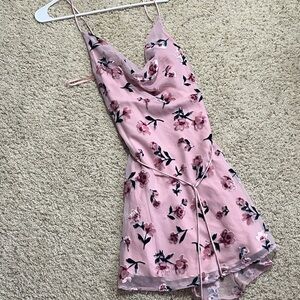 Floral Pink Dress cowl neck